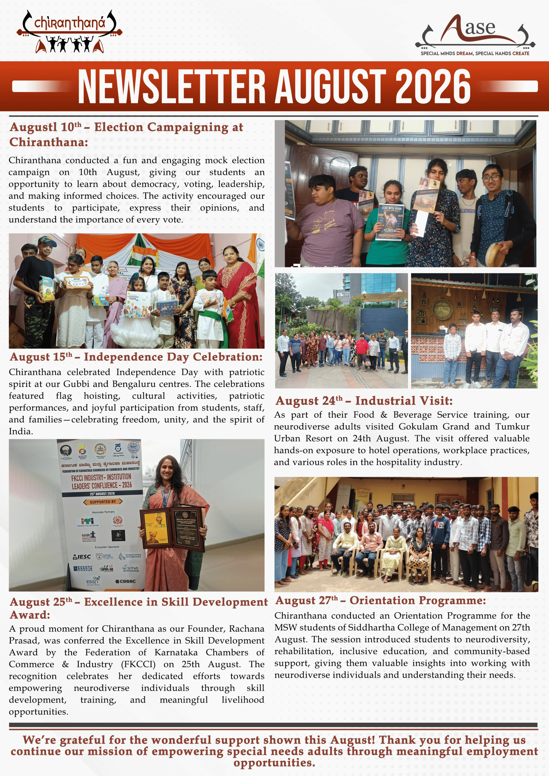 Chiranthana Newsletter – August 2026