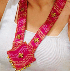 Handmade fabric jewelry embellished with beads and Kundans